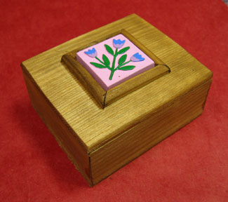 Decorative Wooden Boxes - Hand Painted Ceramic Lid